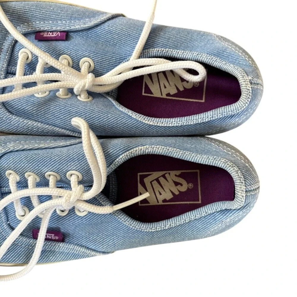 Vans Blue Denim Sneakers Women's Sz‎ 7.5 Washed Twill Skater Grunge
